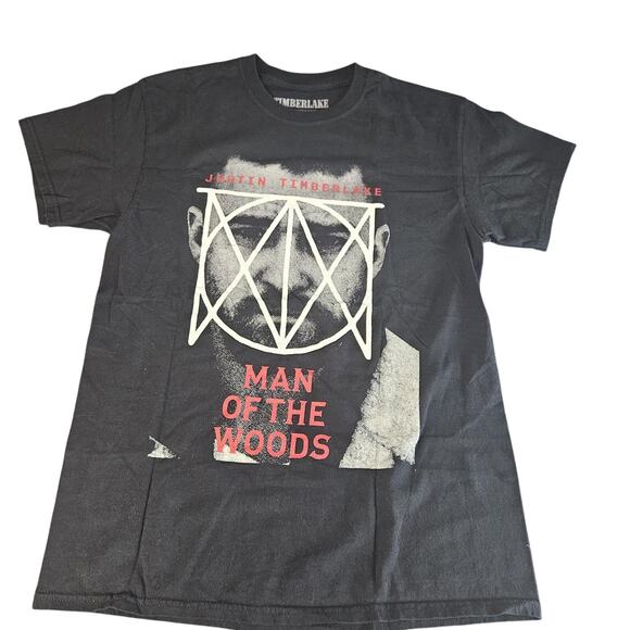 Justin Timberlake Man Of The Woods Shirt Mens Medium Black Tour Tee Concert Band - Picture 1 of 10